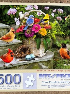 Bits and Pieces "Birds On The Porch Steps" 500-Piece Jigsaw Puzzle - Multicolor